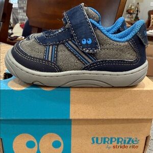 Stride Rite Blue and Gray Baby Walker Shoes 4